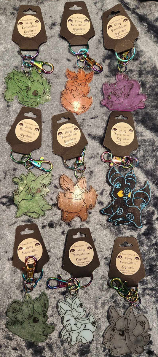 'Shiny' Eeveelution Keychians
