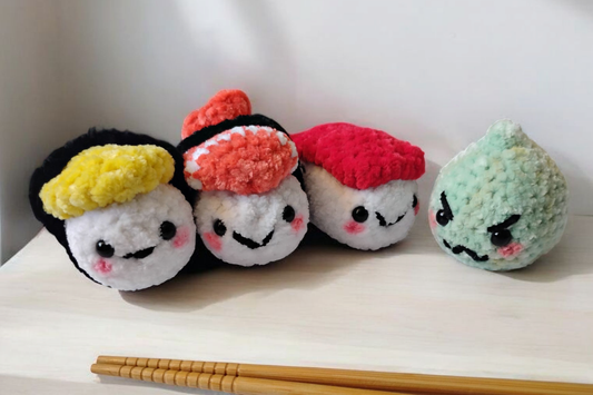 4 Piece Sushi Plushie Set